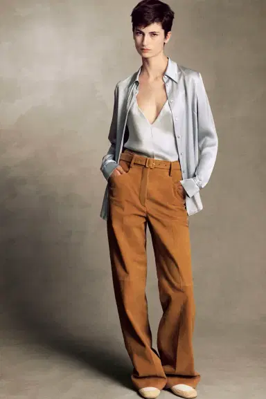 Gabriela Hearst Norman Wide-leg Pant in Cashew Suede | Thumbnail 2 Gabriela Hearst Norman Wide-leg Pant in Cashew Suede | Thumbnail 2