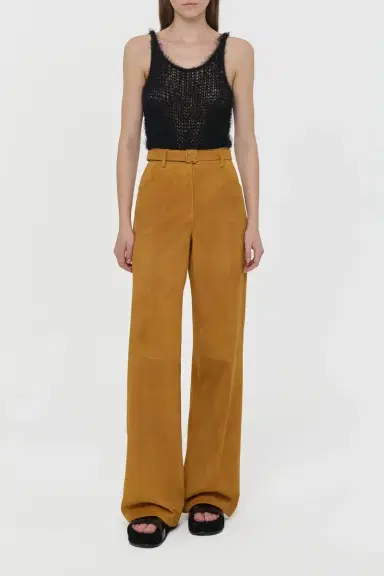 Gabriela Hearst Norman Wide-leg Pant in Cashew Suede | Thumbnail 3 Gabriela Hearst Norman Wide-leg Pant in Cashew Suede | Thumbnail 3