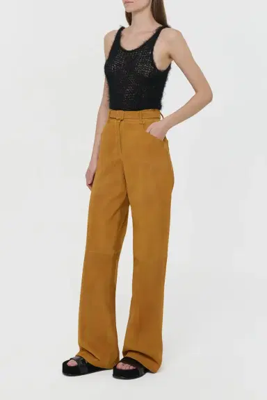 Gabriela Hearst Norman Wide-leg Pant in Cashew Suede | Thumbnail 4 Gabriela Hearst Norman Wide-leg Pant in Cashew Suede | Thumbnail 4