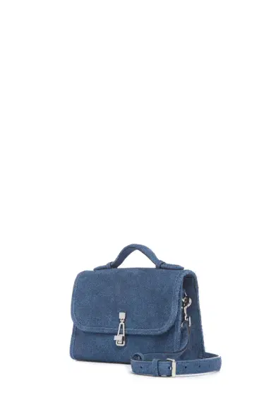 Gabriela Hearst Small Leonora Flap Bag in Light Blue Suede Denim | Thumbnail 2 Gabriela Hearst Small Leonora Flap Bag in Light Blue Suede Denim | Thumbnail 2