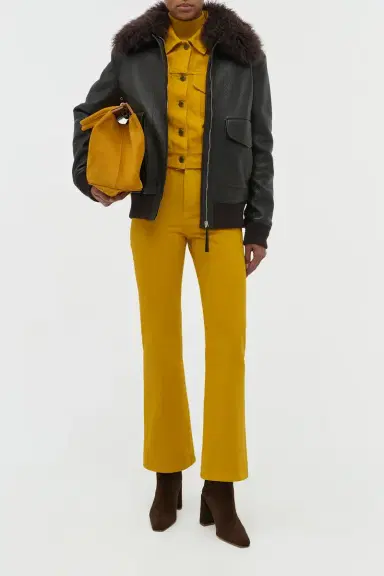 Gabriela Hearst Grant Jacket in Ebony Textured Leather and Shearling | Thumbnail 3 Gabriela Hearst Grant Jacket in Ebony Textured Leather and Shearling | Thumbnail 3