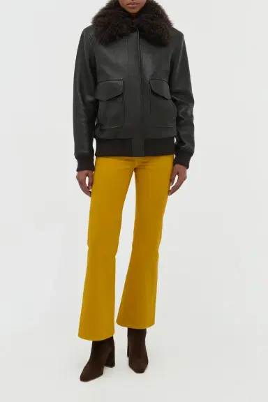 Gabriela Hearst Grant Jacket in Ebony Textured Leather and Shearling | Thumbnail 4 Gabriela Hearst Grant Jacket in Ebony Textured Leather and Shearling | Thumbnail 4