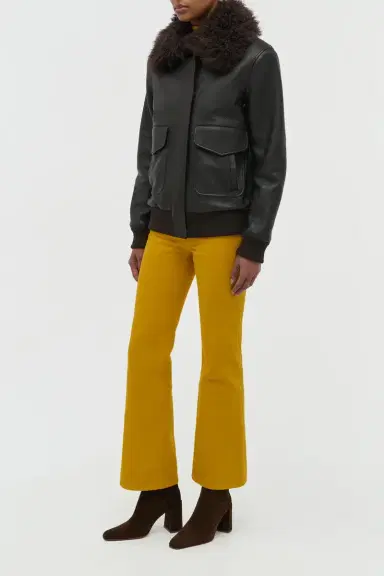 Gabriela Hearst Grant Jacket in Ebony Textured Leather and Shearling | Thumbnail 5 Gabriela Hearst Grant Jacket in Ebony Textured Leather and Shearling | Thumbnail 5