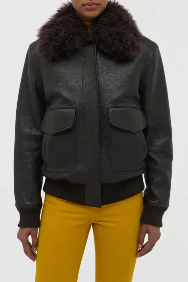 Gabriela Hearst Grant Jacket in Ebony Textured Leather and Shearling | Thumbnail 8 Gabriela Hearst Grant Jacket in Ebony Textured Leather and Shearling | Thumbnail 8