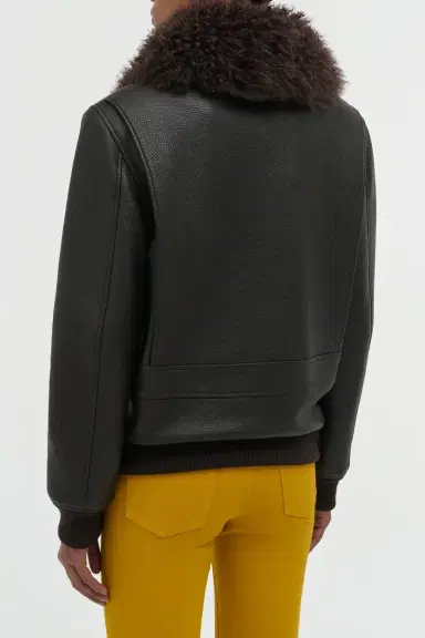 Gabriela Hearst Grant Jacket in Ebony Textured Leather and Shearling | Thumbnail 9 Gabriela Hearst Grant Jacket in Ebony Textured Leather and Shearling | Thumbnail 9