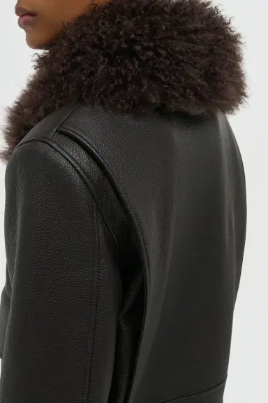 Gabriela Hearst Grant Jacket in Ebony Textured Leather and Shearling | Thumbnail 10 Gabriela Hearst Grant Jacket in Ebony Textured Leather and Shearling | Thumbnail 10