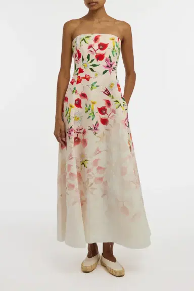 Gabriela Hearst Alessia Strapless Maxi Dress in Uruguayan Flowers Printed Linen | Thumbnail 3 Gabriela Hearst Alessia Strapless Maxi Dress in Uruguayan Flowers Printed Linen | Thumbnail 3