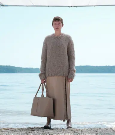 Gabriela Hearst Lawrence Knit Sweater in Oatmeal Welfat Cashmere | Thumbnail 2 Gabriela Hearst Lawrence Knit Sweater in Oatmeal Welfat Cashmere | Thumbnail 2