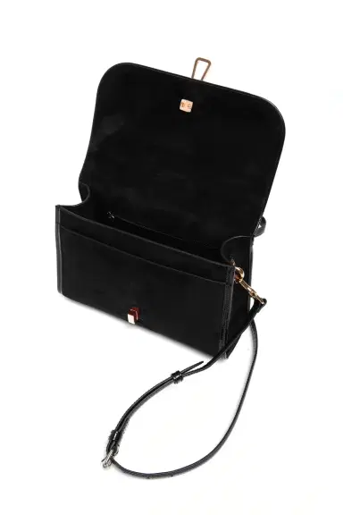 Gabriela Hearst Small Leonora Flap Bag in Black Suede | Thumbnail 4 Gabriela Hearst Small Leonora Flap Bag in Black Suede | Thumbnail 4