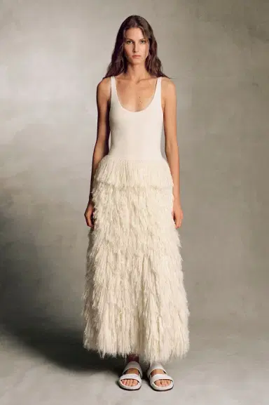 Gabriela Hearst Elianor Fringe Knit Maxi Dress in Off White Silk Cashmere | Thumbnail 2 Gabriela Hearst Elianor Fringe Knit Maxi Dress in Off White Silk Cashmere | Thumbnail 2