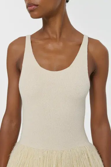Gabriela Hearst Elianor Fringe Knit Maxi Dress in Off White Silk Cashmere | Thumbnail 6 Gabriela Hearst Elianor Fringe Knit Maxi Dress in Off White Silk Cashmere | Thumbnail 6