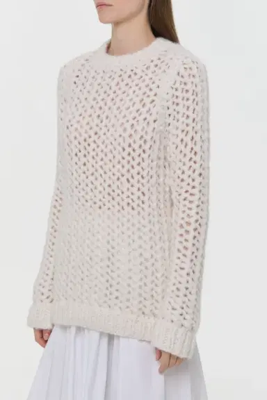 Gabriela Hearst Veralune Knit Crewneck Sweater in Off White Welfat Cashmere | Thumbnail 3 Gabriela Hearst Veralune Knit Crewneck Sweater in Off White Welfat Cashmere | Thumbnail 3