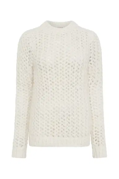 Gabriela Hearst Veralune Knit Crewneck Sweater in Off White Welfat Cashmere | Thumbnail 1 Gabriela Hearst Veralune Knit Crewneck Sweater in Off White Welfat Cashmere | Thumbnail 1