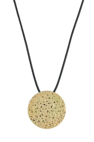 Gabriela Hearst Wheel of Fortune Pendant in 18K Yellow Gold (Black Leather Cord) | Thumbnail 3 Gabriela Hearst Wheel of Fortune Pendant in 18K Yellow Gold (Black Leather Cord) | Thumbnail 3