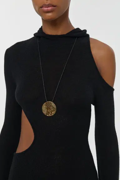 Gabriela Hearst Wheel of Fortune Pendant in 18K Yellow Gold (Black Leather Cord) | Thumbnail 5 Gabriela Hearst Wheel of Fortune Pendant in 18K Yellow Gold (Black Leather Cord) | Thumbnail 5