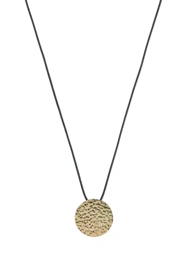 Gabriela Hearst Wheel of Fortune Pendant in 18K Yellow Gold (Black Leather Cord) | Thumbnail 1 Gabriela Hearst Wheel of Fortune Pendant in 18K Yellow Gold (Black Leather Cord) | Thumbnail 1