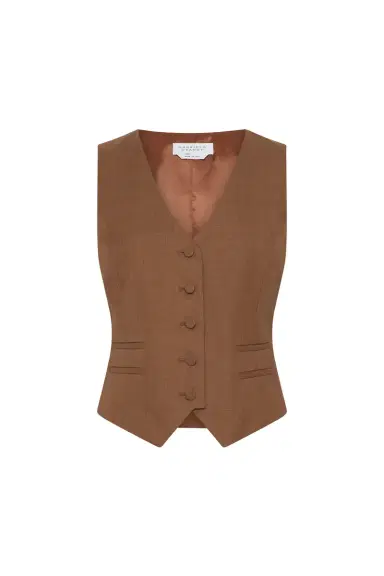 Gabriela Hearst Coleridge Vest in Chestnut Wool Silk | Thumbnail 1 Gabriela Hearst Coleridge Vest in Chestnut Wool Silk | Thumbnail 1