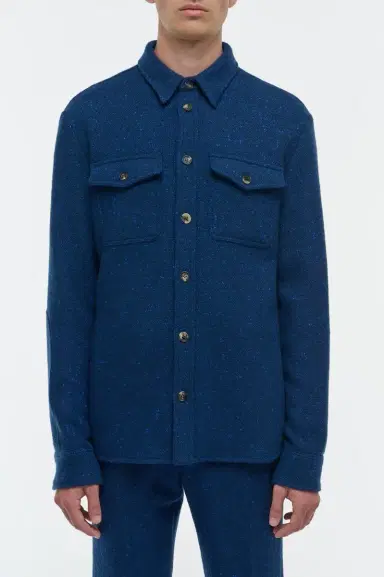 Gabriela Hearst Lucas Overshirt in Electric Navy Speckled Cashmere | Thumbnail 2 Gabriela Hearst Lucas Overshirt in Electric Navy Speckled Cashmere | Thumbnail 2