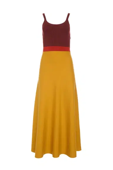 Gabriela Hearst Flaminius Knit Midi Dress in Golden Birch Merino Wool | Thumbnail 1 Gabriela Hearst Flaminius Knit Midi Dress in Golden Birch Merino Wool | Thumbnail 1