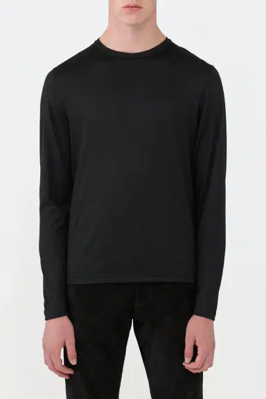 Gabriela Hearst Owen Long Sleeve T-Shirt in Black Cashmere Jersey | Thumbnail 2 Gabriela Hearst Owen Long Sleeve T-Shirt in Black Cashmere Jersey | Thumbnail 2