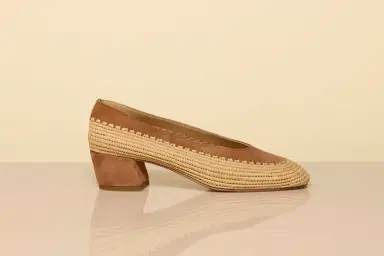 Gabriela Hearst Strength Pump in Camel Suede & Natural Raffia | Thumbnail 4 Gabriela Hearst Strength Pump in Camel Suede & Natural Raffia | Thumbnail 4