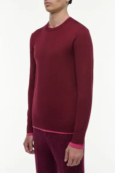 Gabriela Hearst Wells Reversible Knit Sweater in Bordeaux & Fuchsia Cashmere Silk | Thumbnail 3 Gabriela Hearst Wells Reversible Knit Sweater in Bordeaux & Fuchsia Cashmere Silk | Thumbnail 3
