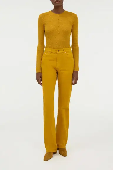 Gabriela Hearst Anges Knit Henley in Golden Birch Cashmere Silk with Hemp | Thumbnail 3 Gabriela Hearst Anges Knit Henley in Golden Birch Cashmere Silk with Hemp | Thumbnail 3