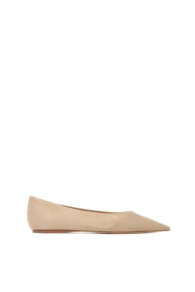 Gabriela Hearst Empress Ballerina Flat Shoe in Nude Suede & Leather | Thumbnail 1 Gabriela Hearst Empress Ballerina Flat Shoe in Nude Suede & Leather | Thumbnail 1