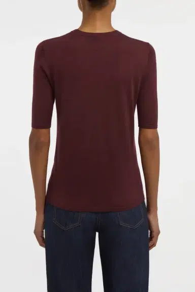 Gabriela Hearst Chryse Knit T-Shirt in Bordeaux Cashmere Silk with Hemp | Thumbnail 4 Gabriela Hearst Chryse Knit T-Shirt in Bordeaux Cashmere Silk with Hemp | Thumbnail 4