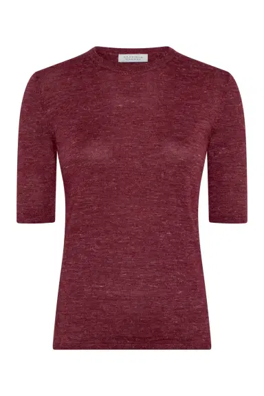 Gabriela Hearst Chryse Knit T-Shirt in Bordeaux Cashmere Silk with Hemp | Thumbnail 1 Gabriela Hearst Chryse Knit T-Shirt in Bordeaux Cashmere Silk with Hemp | Thumbnail 1