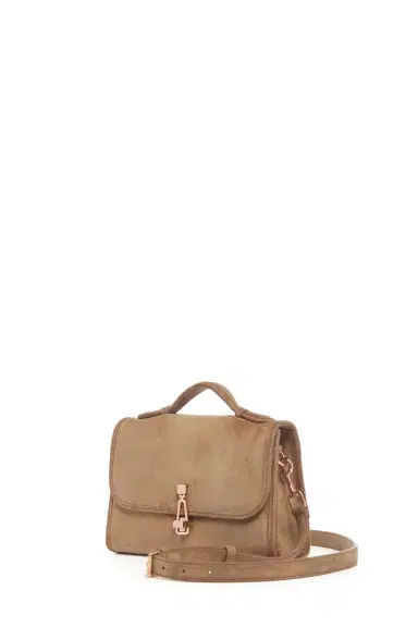 Gabriela Hearst Small Leonora Flap Bag in Dark Sand Suede | Thumbnail 4 Gabriela Hearst Small Leonora Flap Bag in Dark Sand Suede | Thumbnail 4