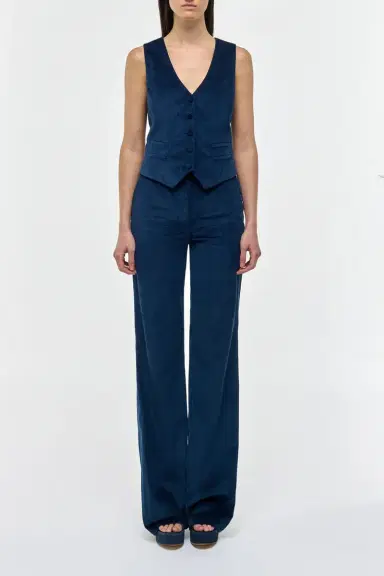 Gabriela Hearst Vesta Flare Pant in Electric Navy Sea Island Cotton Corduroy | Thumbnail 2 Gabriela Hearst Vesta Flare Pant in Electric Navy Sea Island Cotton Corduroy | Thumbnail 2
