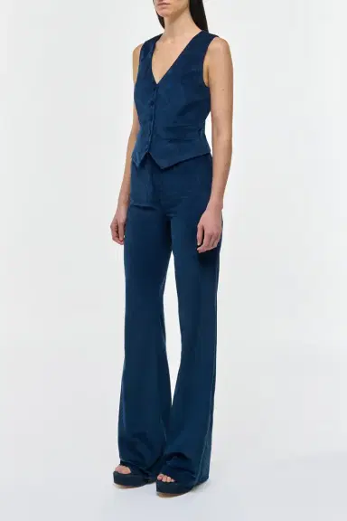 Gabriela Hearst Vesta Flare Pant in Electric Navy Sea Island Cotton Corduroy | Thumbnail 3 Gabriela Hearst Vesta Flare Pant in Electric Navy Sea Island Cotton Corduroy | Thumbnail 3