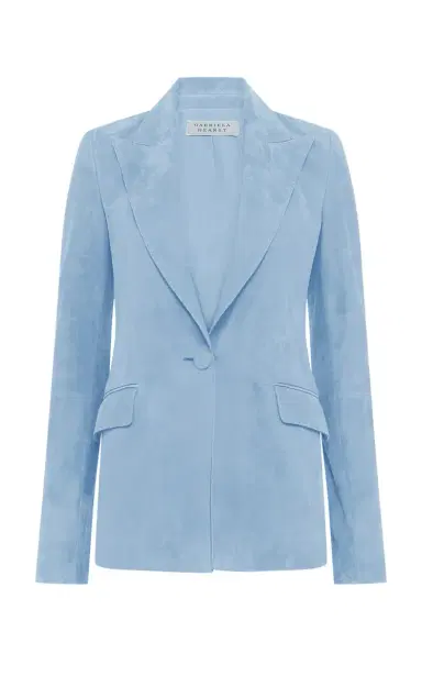 Gabriela Hearst Leiva Blazer in Light Blue Suede | Thumbnail 1 Gabriela Hearst Leiva Blazer in Light Blue Suede | Thumbnail 1