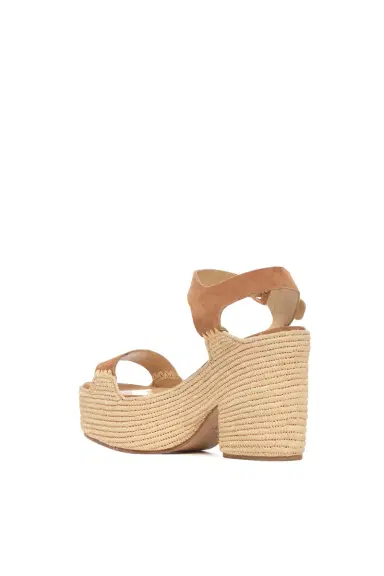Gabriela Hearst Sardis Platform Sandal in Camel Suede & Natural Raffia | Thumbnail 3 Gabriela Hearst Sardis Platform Sandal in Camel Suede & Natural Raffia | Thumbnail 3