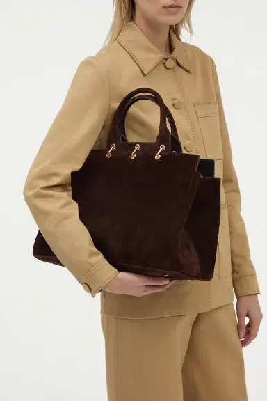 Gabriela Hearst Large Amethyst Tote Bag in Dark Brown Suede | Thumbnail 2 Gabriela Hearst Large Amethyst Tote Bag in Dark Brown Suede | Thumbnail 2