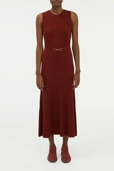 Gabriela Hearst Meier Knit Midi Dress in Burnt Sienna Merino Wool Cashmere | Thumbnail 2 Gabriela Hearst Meier Knit Midi Dress in Burnt Sienna Merino Wool Cashmere | Thumbnail 2
