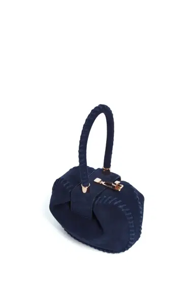Gabriela Hearst Whipstitch Demi Bag in Navy Suede | Thumbnail 3 Gabriela Hearst Whipstitch Demi Bag in Navy Suede | Thumbnail 3