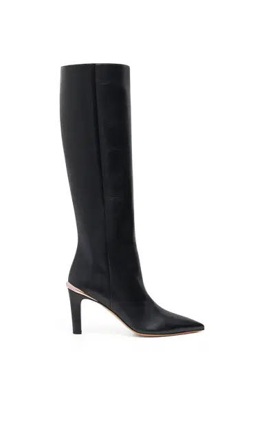 Gabriela Hearst Aura High Heel Stiletto Tall Boot in Black Leather | Thumbnail 1 Gabriela Hearst Aura High Heel Stiletto Tall Boot in Black Leather | Thumbnail 1