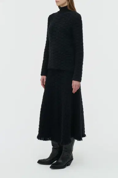 Gabriela Hearst Tansey Knit Sweater in Black Cashmere | Thumbnail 3 Gabriela Hearst Tansey Knit Sweater in Black Cashmere | Thumbnail 3