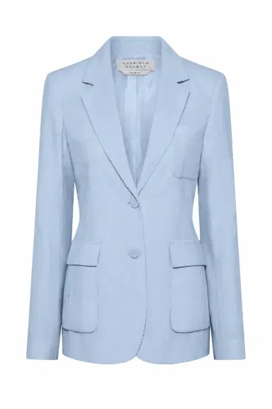 Gabriela Hearst Louisa Blazer in Light Blue Sea Island Cotton Corduroy | Thumbnail 1 Gabriela Hearst Louisa Blazer in Light Blue Sea Island Cotton Corduroy | Thumbnail 1