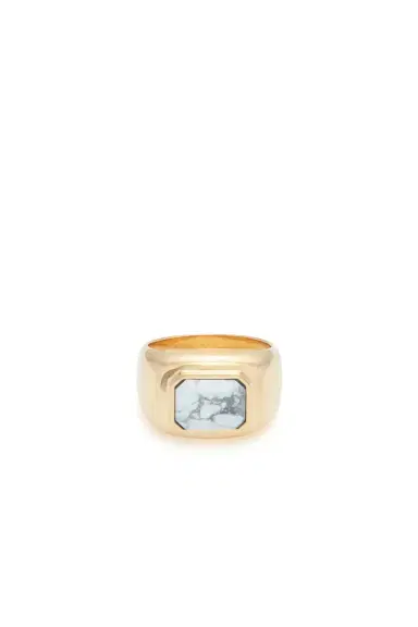 Gabriela Hearst Large Ring in 18K Yellow Gold & Howlite Stone | Thumbnail 3 Gabriela Hearst Large Ring in 18K Yellow Gold & Howlite Stone | Thumbnail 3
