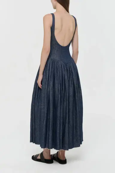 Gabriela Hearst Isai Maxi Dress in Stone Washed Linen Denim | Thumbnail 5 Gabriela Hearst Isai Maxi Dress in Stone Washed Linen Denim | Thumbnail 5