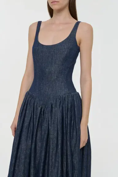 Gabriela Hearst Isai Maxi Dress in Stone Washed Linen Denim | Thumbnail 6 Gabriela Hearst Isai Maxi Dress in Stone Washed Linen Denim | Thumbnail 6