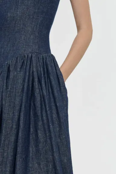 Gabriela Hearst Isai Maxi Dress in Stone Washed Linen Denim | Thumbnail 8 Gabriela Hearst Isai Maxi Dress in Stone Washed Linen Denim | Thumbnail 8