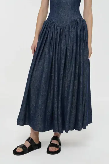 Gabriela Hearst Isai Maxi Dress in Stone Washed Linen Denim | Thumbnail 9 Gabriela Hearst Isai Maxi Dress in Stone Washed Linen Denim | Thumbnail 9