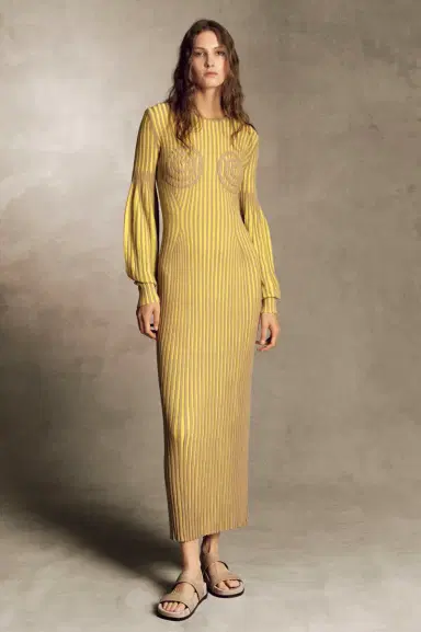 Gabriela Hearst Karina Knit Maxi Dress in Citrine & Camel Merino Wool | Thumbnail 2 Gabriela Hearst Karina Knit Maxi Dress in Citrine & Camel Merino Wool | Thumbnail 2