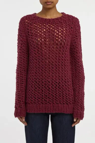 Gabriela Hearst Veralune Knit Crewneck Sweater in Bordeaux Welfat Cashmere | Thumbnail 2 Gabriela Hearst Veralune Knit Crewneck Sweater in Bordeaux Welfat Cashmere | Thumbnail 2