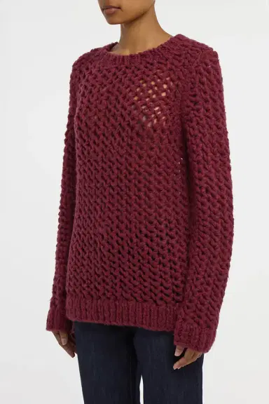 Gabriela Hearst Veralune Knit Crewneck Sweater in Bordeaux Welfat Cashmere | Thumbnail 3 Gabriela Hearst Veralune Knit Crewneck Sweater in Bordeaux Welfat Cashmere | Thumbnail 3