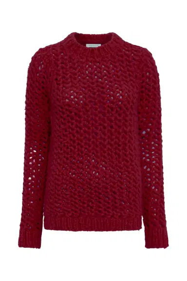 Gabriela Hearst Veralune Knit Crewneck Sweater in Bordeaux Welfat Cashmere | Thumbnail 1 Gabriela Hearst Veralune Knit Crewneck Sweater in Bordeaux Welfat Cashmere | Thumbnail 1